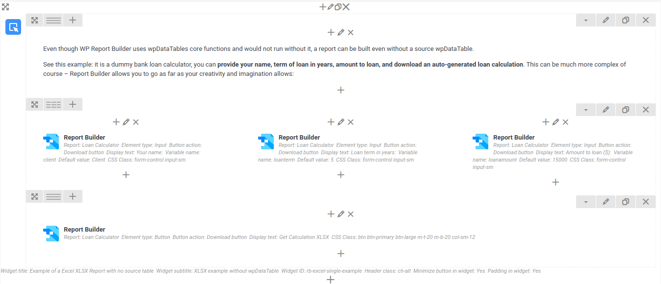 Report widgets in WPBakery